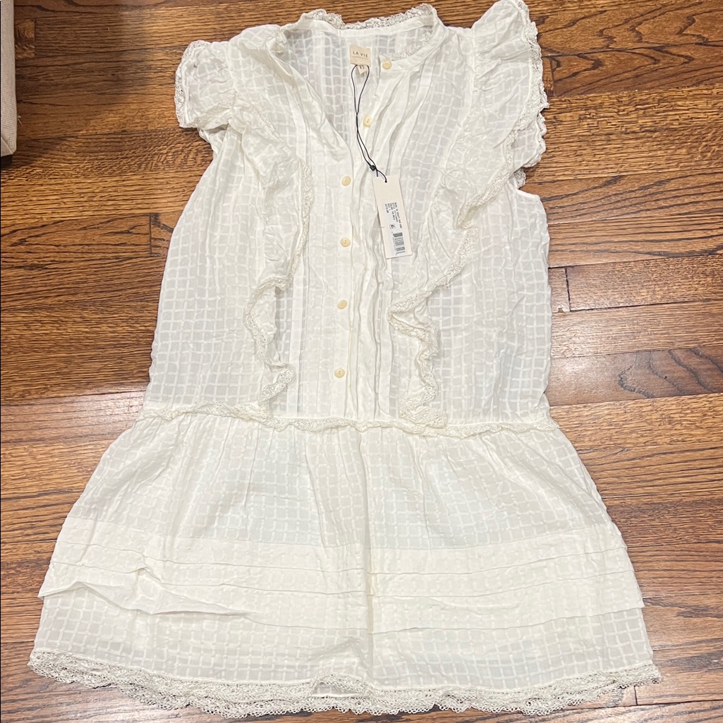 Rebecca Taylor Cream Ruffled Dress